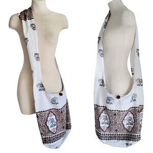 Boho Elephant Crossbody Cotton Purse Made in Thailand 100% Cotton Comfy Bag